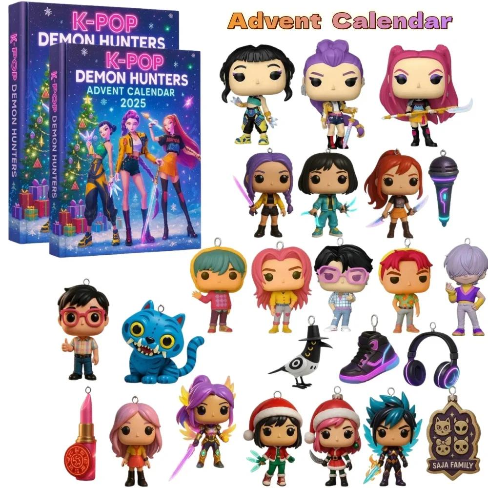 2D/3D Acryl Dämonenjäger Weihnachtsbaumschmuck Kpop Stil Adventskalender Blind Box Niedliche Gothic Feiertagsdekoration Für Teenager und Frauen Geschenk 3D doll