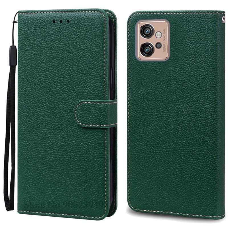 Ledertasche für Motorola Moto G32 Hülle Magnetische Flip-Wallet-Hülle Abdeckung für Moto G32 MotoG32 G 32 Kartenfach Handyhüllen Fundas for Moto G32 dunkelgrüne