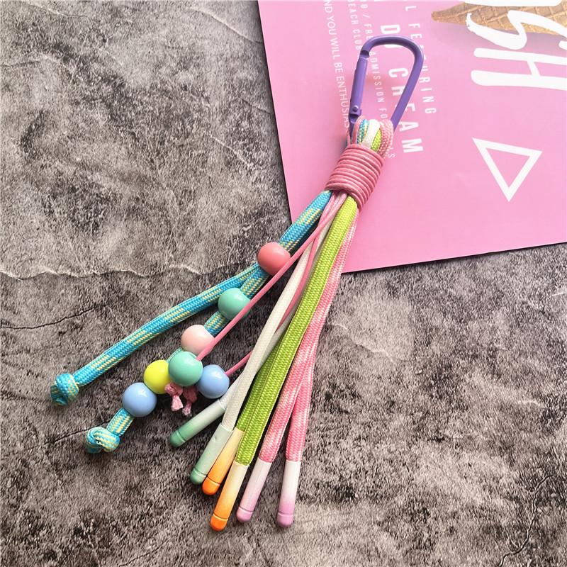 Schlüsselanhänger Bunter Schlüsselanhänger mit Perlen Taschenanhänger Zopf Auto-Schlüsselanhänger am Telefon Kleiner frischer Schlüsselhalter Premium-Zubehör violett