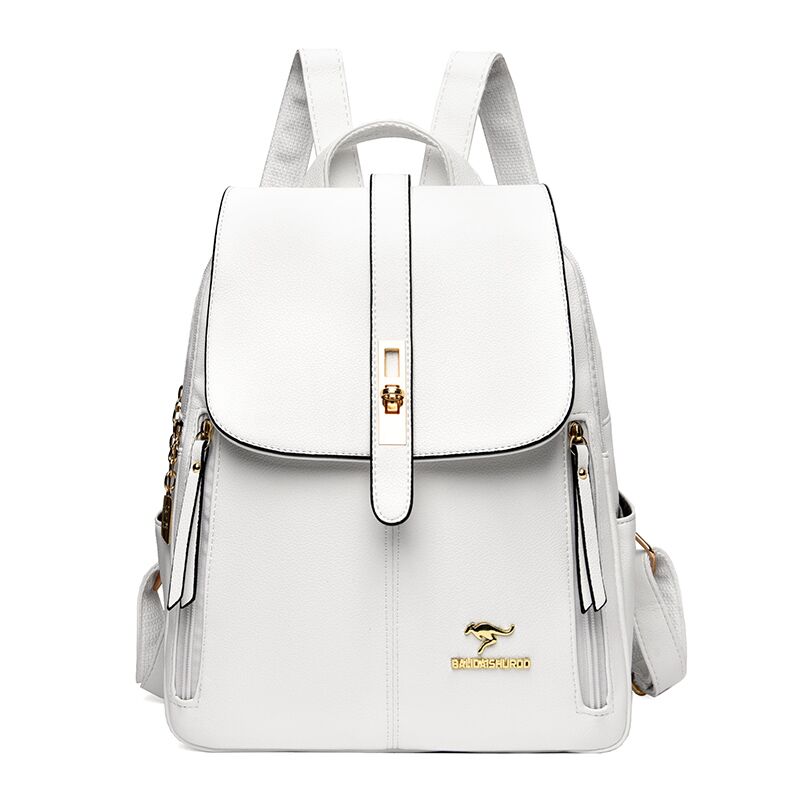 Damen Rucksäcke mit großer Kapazität Geldbörsen Hochwertiges Leder Damen Vintage Tasche Schultaschen Reisetasche Damen Rucksack KTY weiß