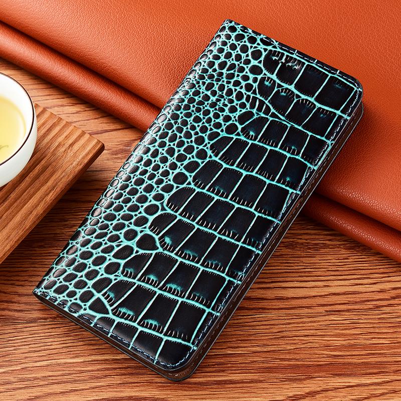 Für Samsung S24 S25 Krokodilmuster Echte Lederhülle Für Samsung S20 S21 S22 S23 S30 FE Lite Plus Ultra Klappbörsen-Hülle Samsung S25 EDGE blau