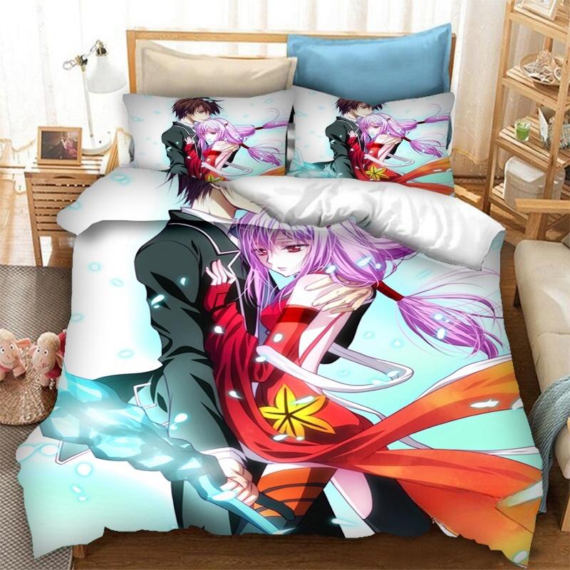 Mode 3D Druck Anime Guilty Crown Bettwäsche Set Bettbezüge Kissenbezüge 2/3 Stück Cartoon Bettdecke Bettwäschesets Heimtextilien EU single(135x200cm)
