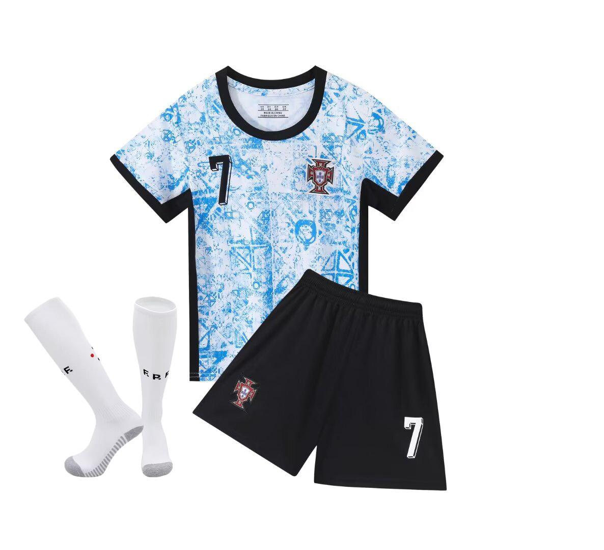 24-25 Portugal Auswärts Nr. 7 Club Fußballtrikot Kinderkleidung Erwachsenen Set Größe 14-3XL L/180