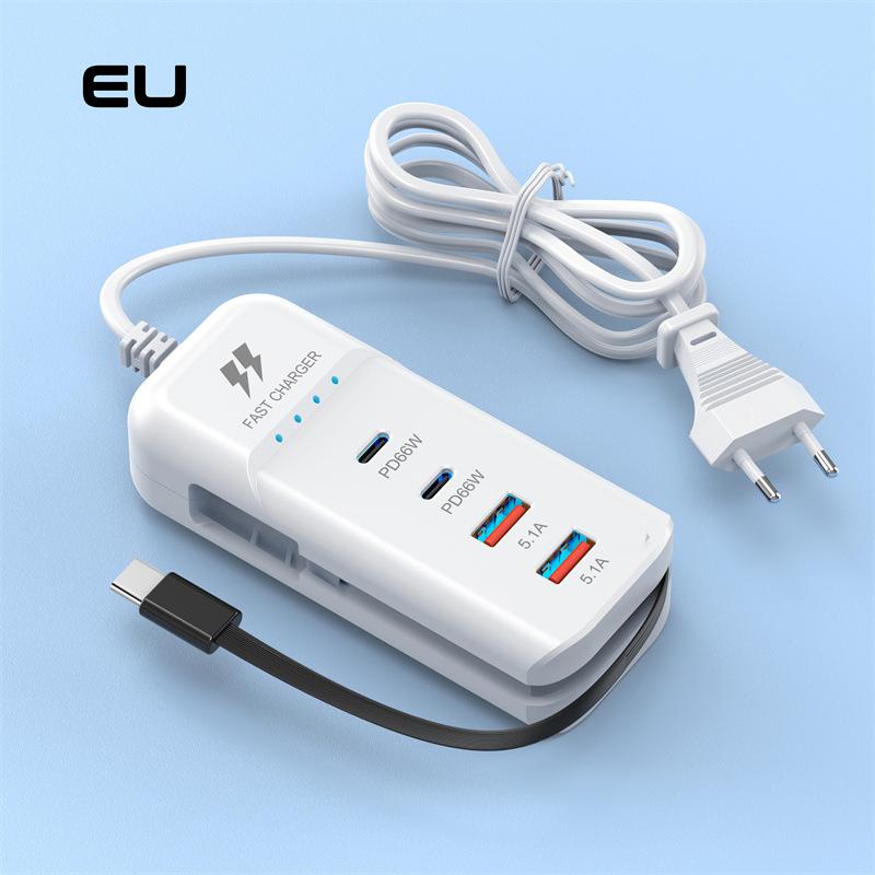4-Port-Schnellladestation, Netzteil, USB-PD-Ladegerät, Hub mit mehreren Anschlüssen, Extender zum Aufladen von Handys, Tablets und Kameras