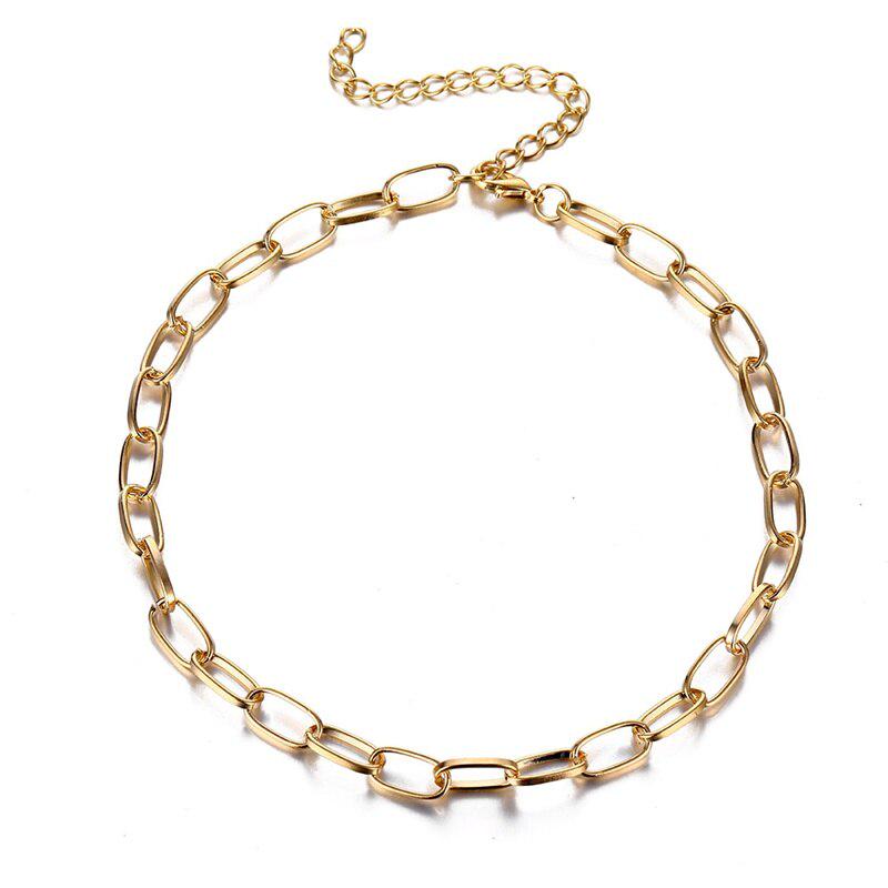 Mode Dicke Kette Halskette Weibliche Persönlichkeit Wilden Punk Stil Kurze Einfache Schlüsselbein Kette gold