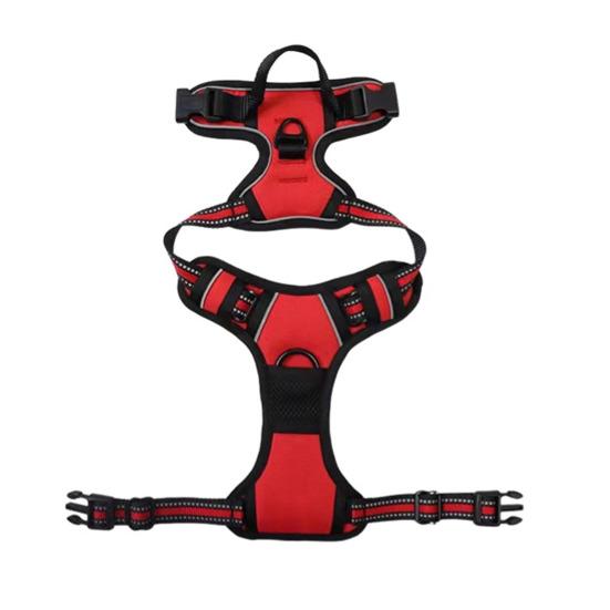 Hundegeschirr mit Griff Atmungsaktiv Verstellbar Gepolstert Hundegeschirr Reflektierend Kein Ziehen Hundegeschirr mit Frontclip zum Spazierengehen Training Jagen XL rot