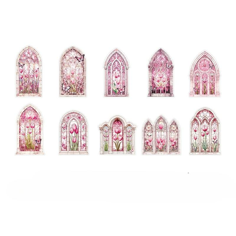 10 stücke Blumen Fenster Aufkleber PET Materialien Collage Junk Journal DIY Scrapbooking Liefert Ästhetik Decor Aufkleber