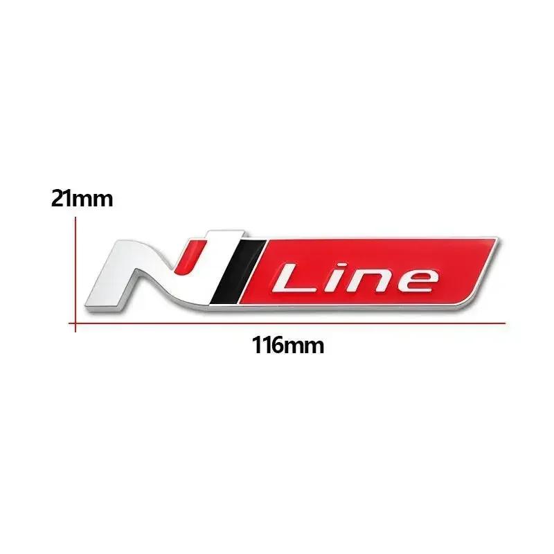 3D Metall N Line Logo Heckklappe Kofferraum Emblem Plakette Aufkleber Für Hyundai i20 i30 Sonata Kona Elantra Tuson Autoaufkleber orange