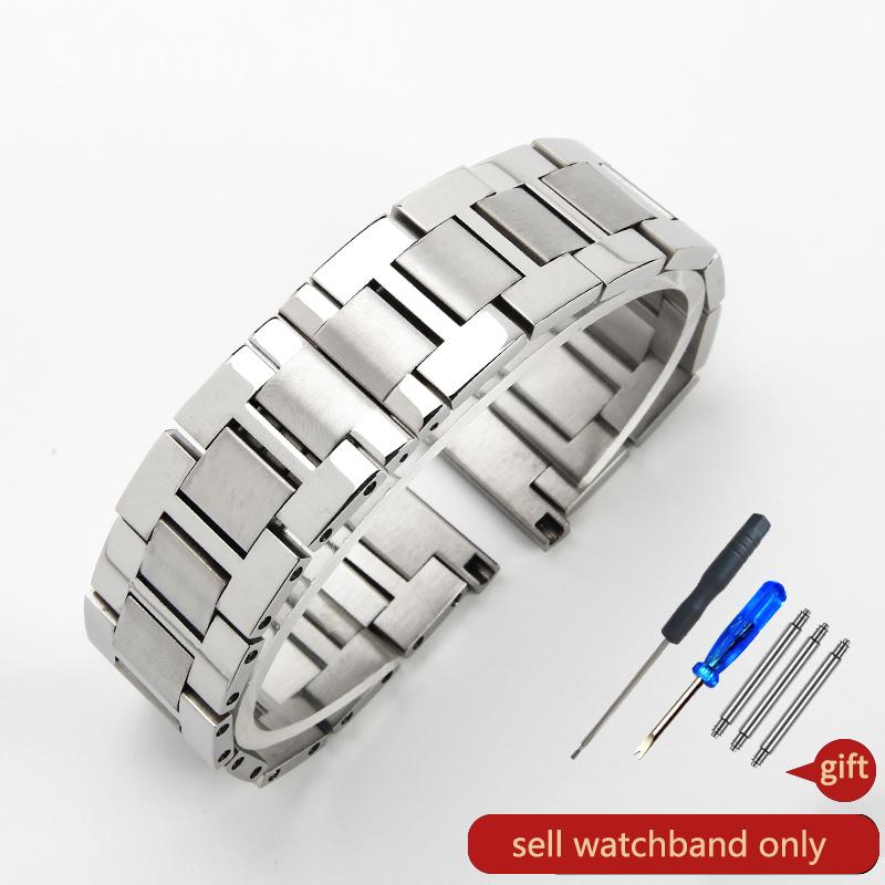 Edelstahl Uhrenarmband für Cartier Tank Tank Lun Pier Key Weinfass Schweißfest Herren Damen Uhrenarmband Zubehör 20 23mm 16mm gray