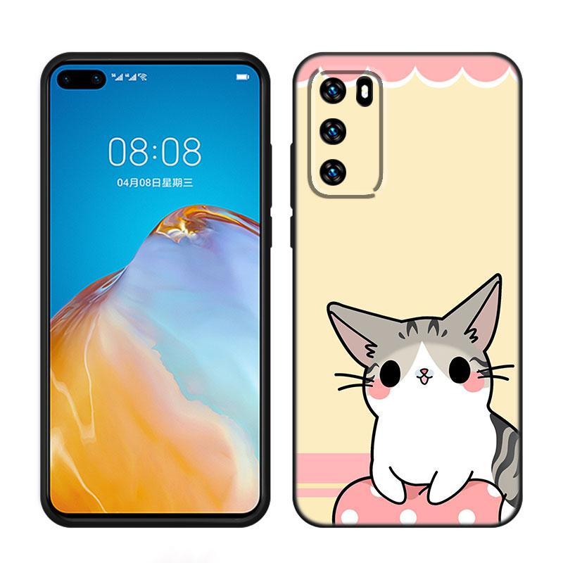 Niedliche Kawaii Katze Handyhülle Für Huawei Pura 70 Ultra P20 P30 P40 Lite P60 Art P50 Pro P50E P Smart 2018 2019 2020 2021 Huawei P Smart 2018 blue