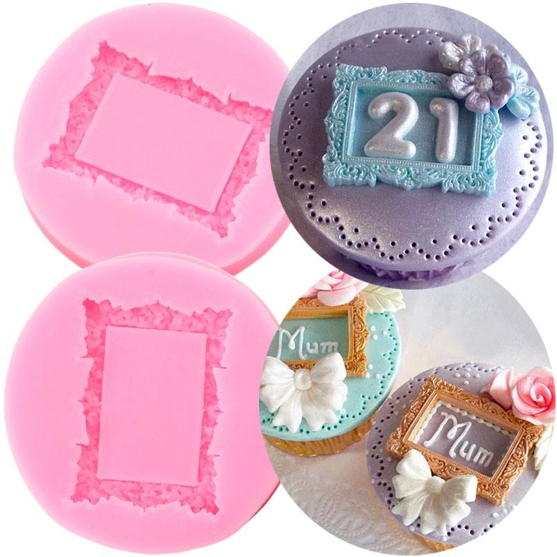 DIY Spiegelrahmen Fondant Kuchen Dekorieren Werkzeuge Schokolade Kuchen Silikonformen Küche Backformen purpurrot