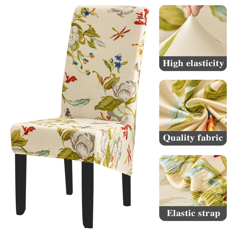 Stuhlhussen mit Blumenmuster und hoher Rückenlehne, XL/Übergröße, Stretch-Stuhlhussen für Esszimmer, Küche, Hotel, Hochzeit, Bankett, Heimdekoration, abnehmbarer Bezug Large size