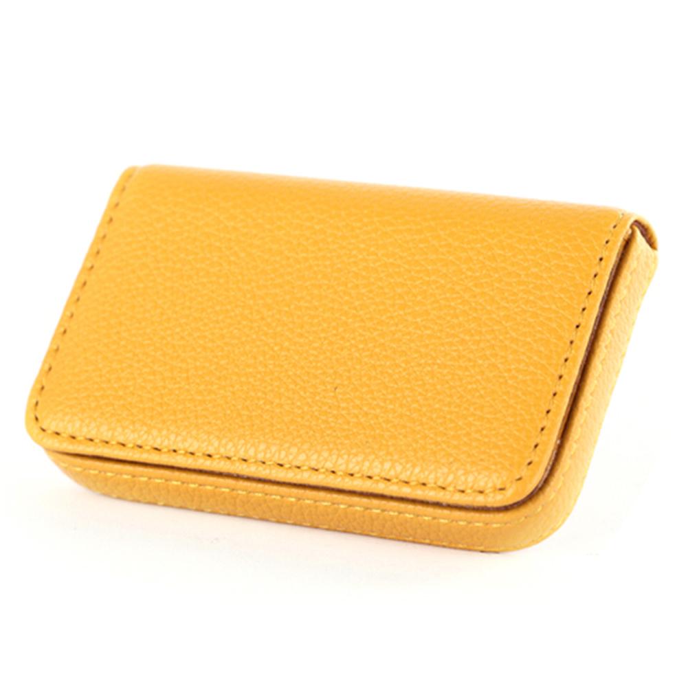 Kartenetui mit Litschi-Muster, großes Fassungsvermögen, Visitenkartenetui aus PU-Leder, Kreditkartenetui, Buch für Bankkarten gelb