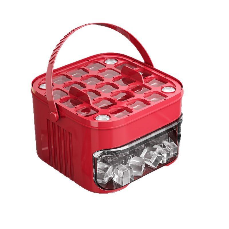 50-Würfel Eisbereiter mit Easy-Press-Kappe mit Easy-Press-Deckel Großes Fassungsvermögen Eiswürfelmaschine Wiederverwendbare Lebensmittelqualität Eiswürfelform rot