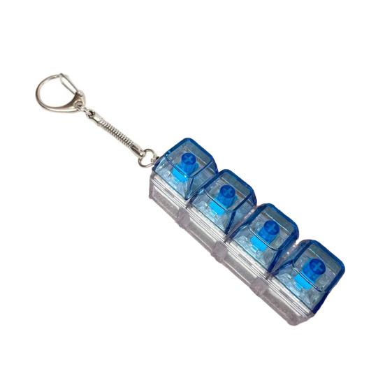 4-Tasten Fidget Tastatur Spielzeug mit Licht Stressabbau Transparente Kappe Tastatur Finger Clicker Schlüsselanhänger Dekompressionsknopf Sensorisches Spielzeug J