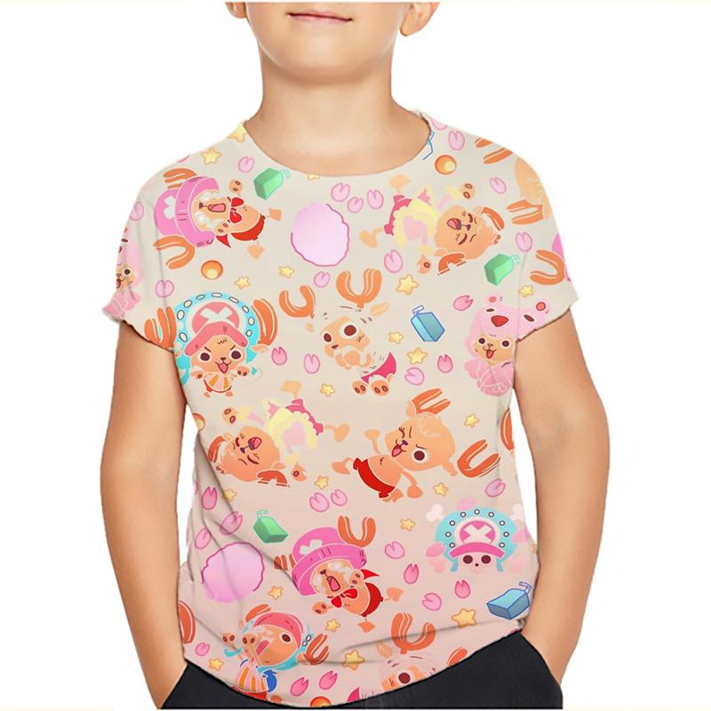 One Piece Luffy T-Shirt Four Emperors Kurzarm Zoro Sanji Chopper Ace Law Tee Kinderkleidung Modekostüme für Kinder Top 130 gold