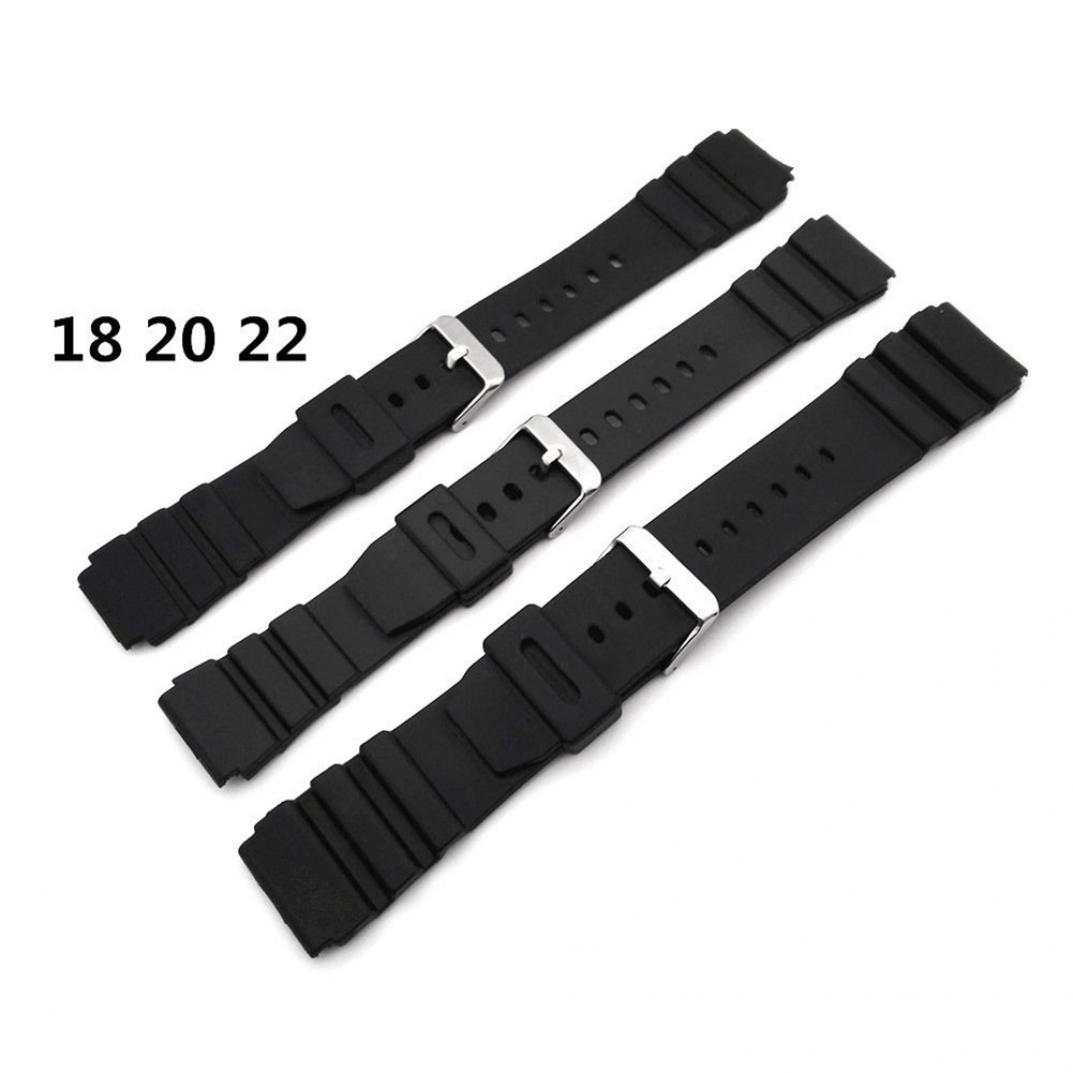 18–22 mm Herren-Armbanduhr aus schwarzem Silikonkautschuk, wasserdicht, für Sport-Armbanduhren 18mm