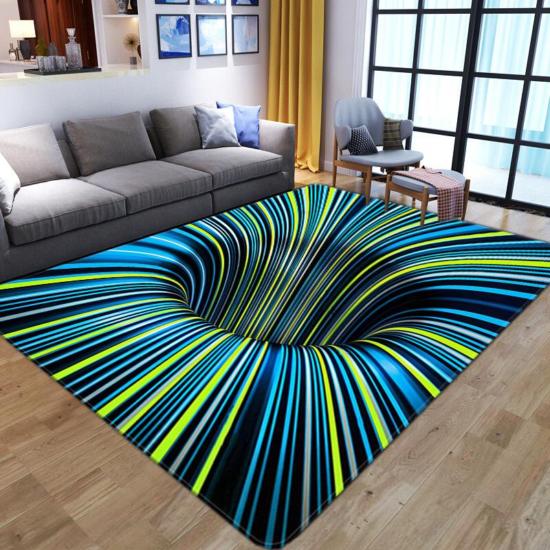 3D Visueller Wirbelwind Teppich Optische Illusion Schlafzimmer Bodenmatte Wohnzimmer Couchtisch Teppich Einzigartiger Dekorativer Teppich 50*80cm