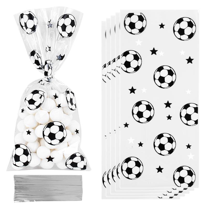 25/50 stücke Fußball Süßigkeiten Taschen Kinder Jungen Geburtstag Sport Fußball Themed Party Kunststoff Cookie Geschenk Verpackung Taschen Dekoration Versorgung 25pcs