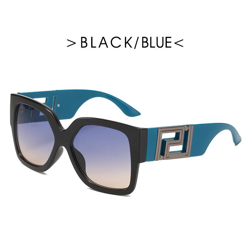 Vintage Steampunk Luxus Sonnenbrille mit kleinem Rahmen Herren Damen Fashion Square Sonnenbrille Shades Vintage nicht polarisiert blau/schwarz