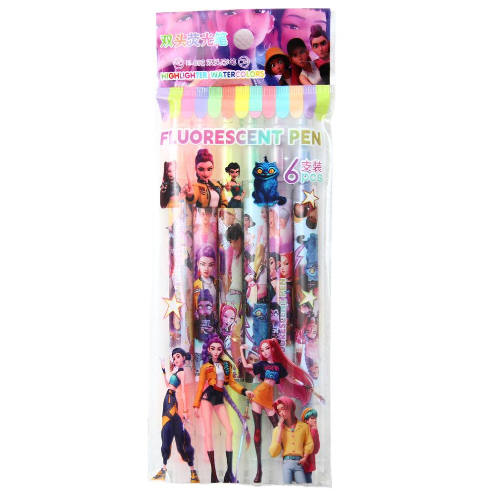 Hochwertiges Anime KPOP Dämonenjäger Doppelspitzen Marker und Textmarker Set HuntrixRumi Tagebuch Malerei DIY Schulbedarf 1 set schwarz