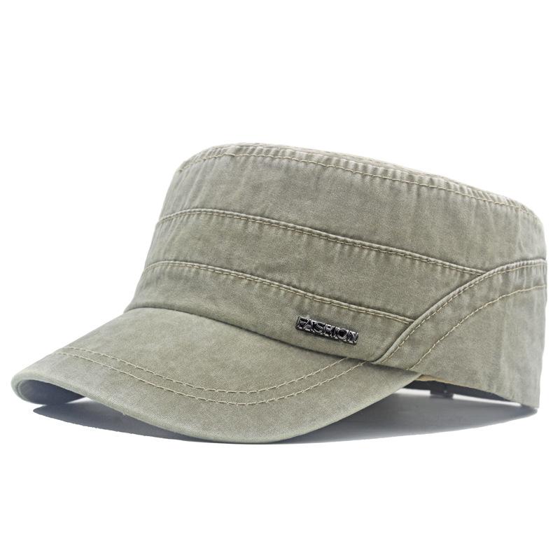 Männer Flat Top Cotton Military Caps Outdoor Sonnenschutz Hut Trucker Cap Captain Cap khaki