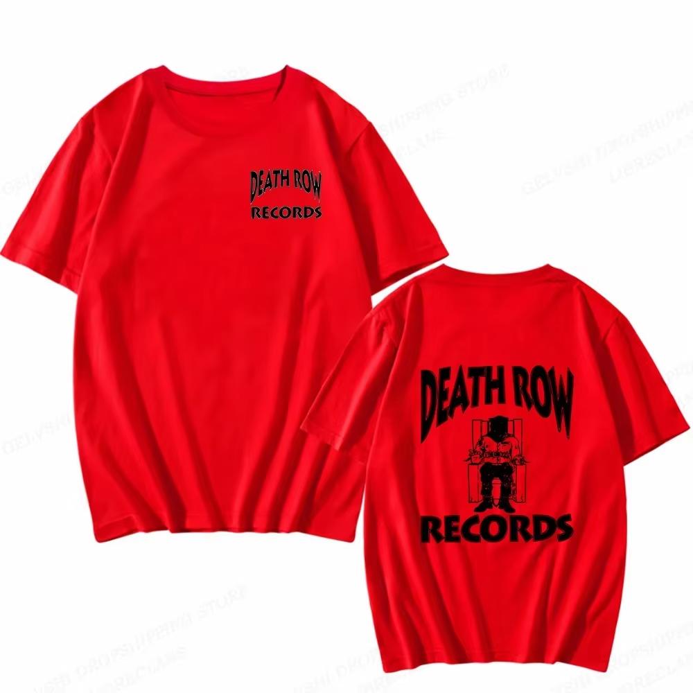 Death Row Records T-Shirt Unisex Mode T-Shirts Baumwoll-T-Shirts Hip Hop Tops T-Shirts Unisex T-Shirts Sommer Camisetas Oversize Lässig 3XL red