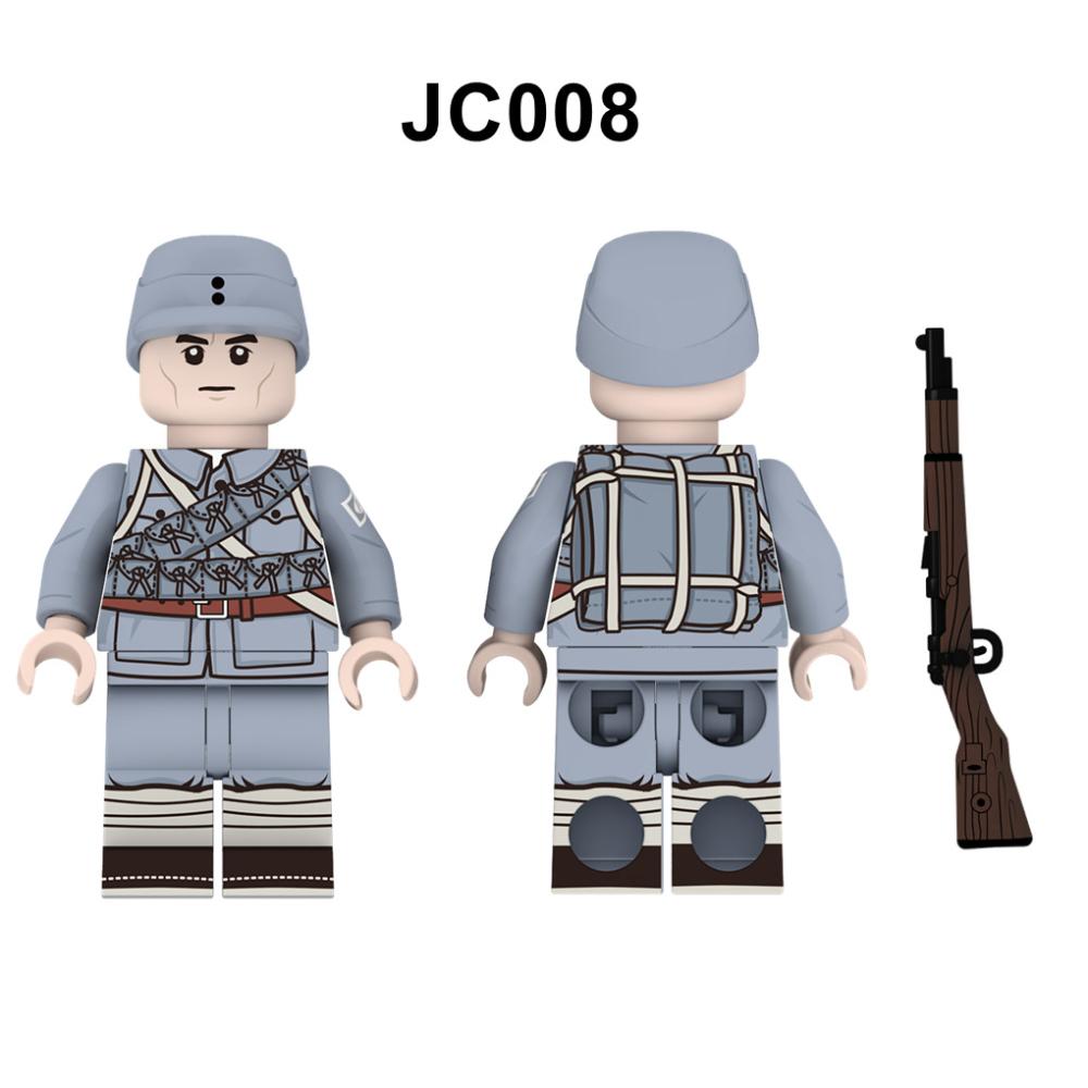 WWII Militärserie JC008-012 Bausteine Militärfiguren Waffen Waffen Zubehör Moc Bricks Puppe Zusammengebautes Kinderspielzeug