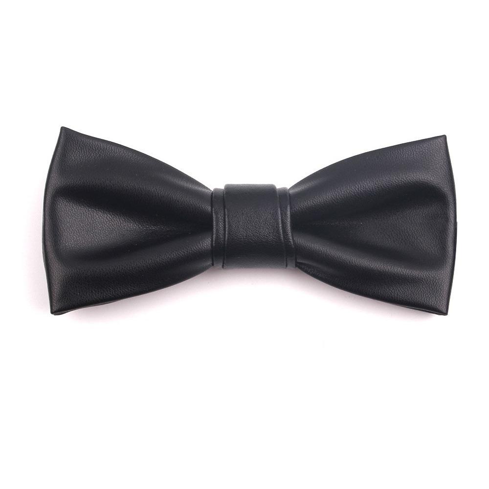 Weiche PU-Leder Fliege Verstellbare Retro Krawatte Klassische Herren Krawatte Hemd schwarz
