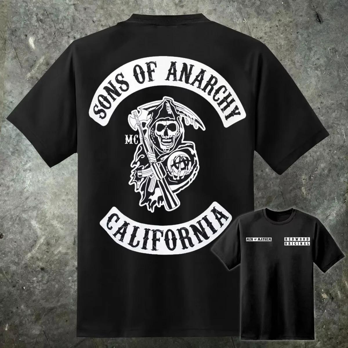 2026 Sons of Anarchy CUSTOM CHARTER Sensenmann Aufnäher T-Shirt SAMCRO Redwood Original Jax Hip Hop Streetwear Übergroßes T-Shirt Kurzarm Freizeitkleidung 4XL