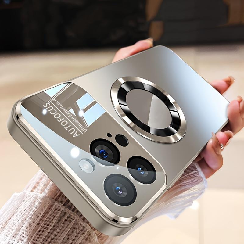 Titanhülle für iPhone 17 Air 16 15 14 Pro Max, Luxuriöse matte magnetische Hülle mit Kameraschutz, Kratzfeste kabellose Ladehülle iPhone 17 Air grau