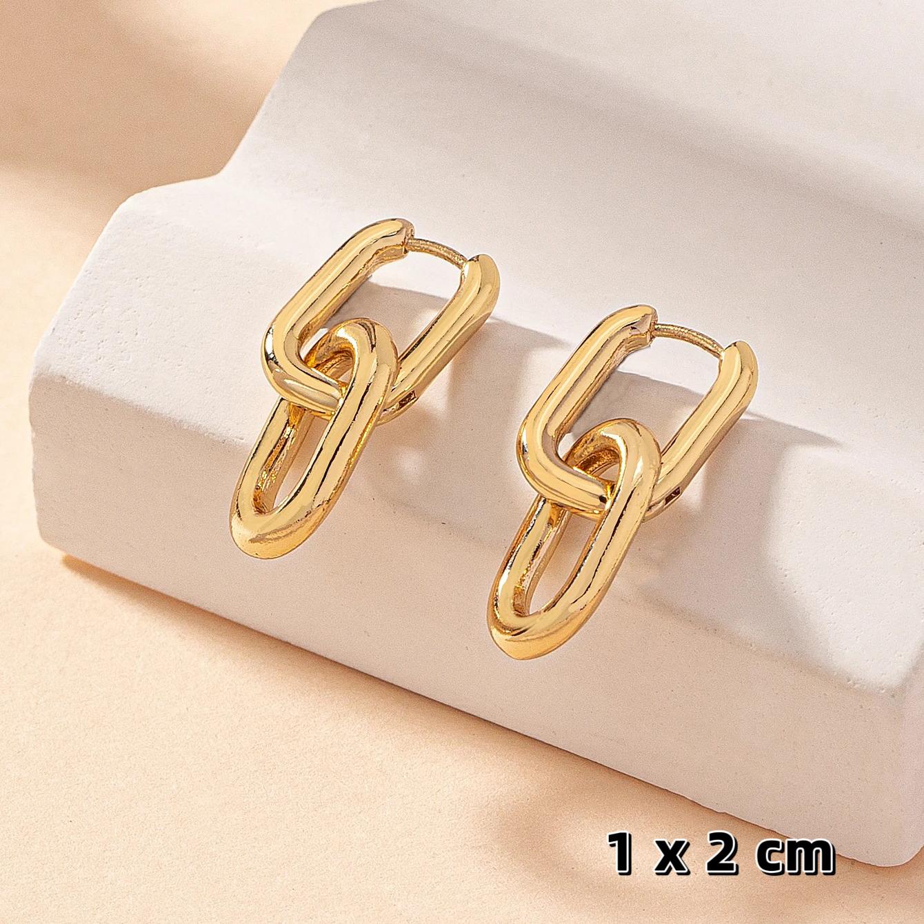 Edelstahl Mode Gold Farbe Geometrische Quadrat Hoop Ohrringe für Frauen Huggie Punk Hip-Hop Metall Runde Kreis Party Schmuck gold
