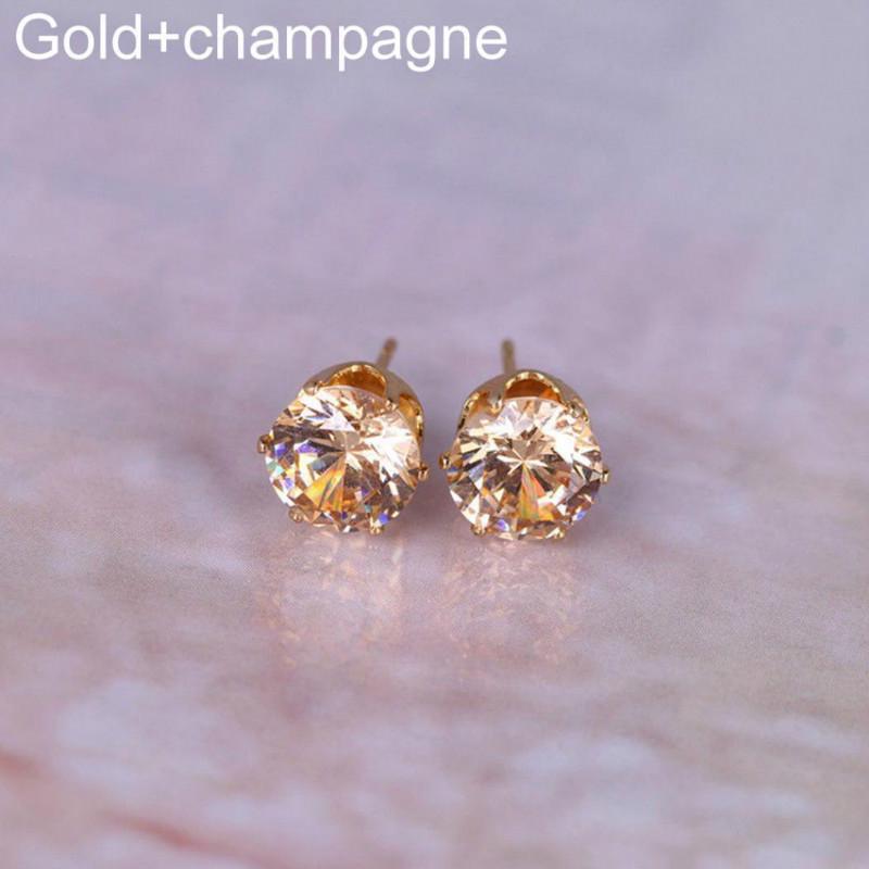 1 Paar Ohrringe Damen Modeschmuck Elegante Zirkonia Ohrstecker Hochzeitsgeschenk gold&champagne