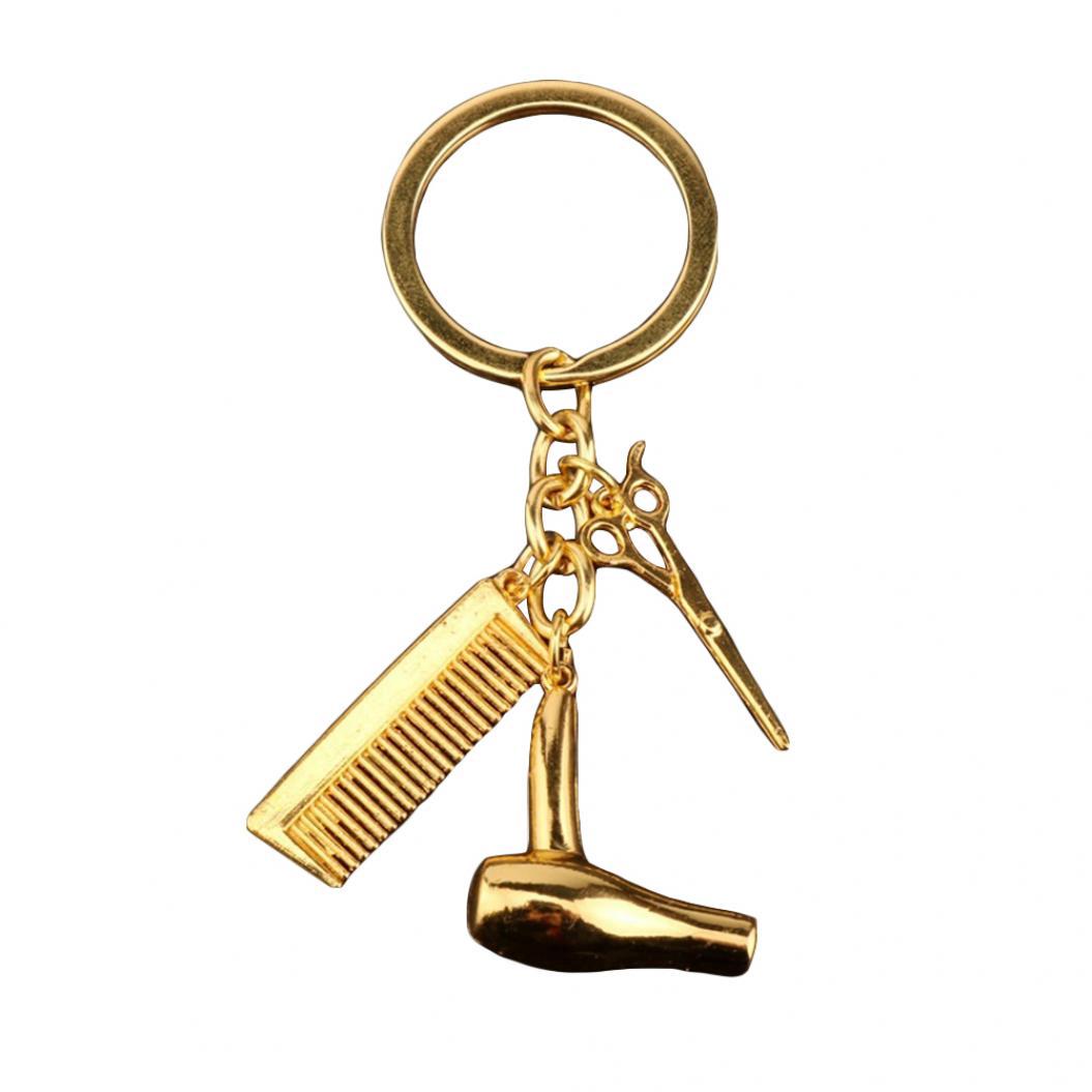 Kreativer Haartrockner-Scheren-Kamm-Anhänger, Schlüsselanhänger, Geschenk für Friseur