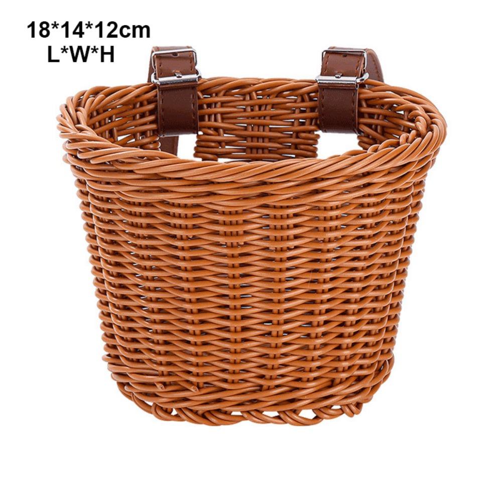 10 Farben Kinder Fahrradkorb Rattan Weide Retro Geflochtener Fahrradkorb Fahrradzubehör 18*14*12cm Brown