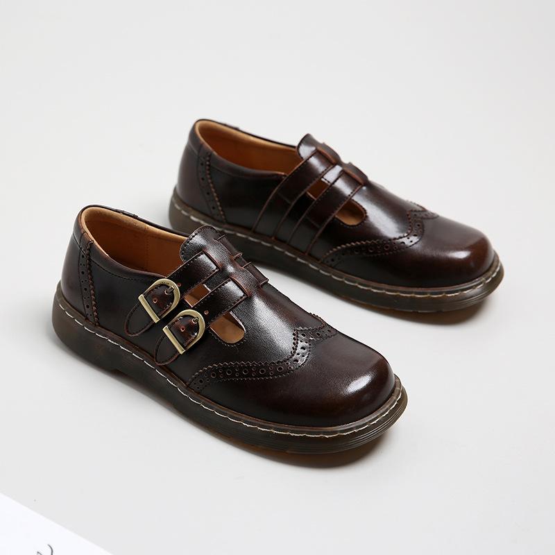 Mode Damen Flache Lässige Slipper Schuh Damen Flach Mode Vintage Britisch Leder Oxford Slipper Modedesigner Leder Slipper 39 braun