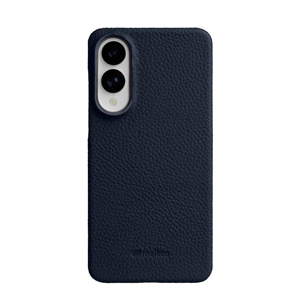 Melkco 100% Echtes Leder Case für Samsung Galaxy S25 Edge Ultra Plus Luxus Hülle Handgefertigt Echte Rindsleder Handyhüllen S25 Ultra For S25 dunkelblaue