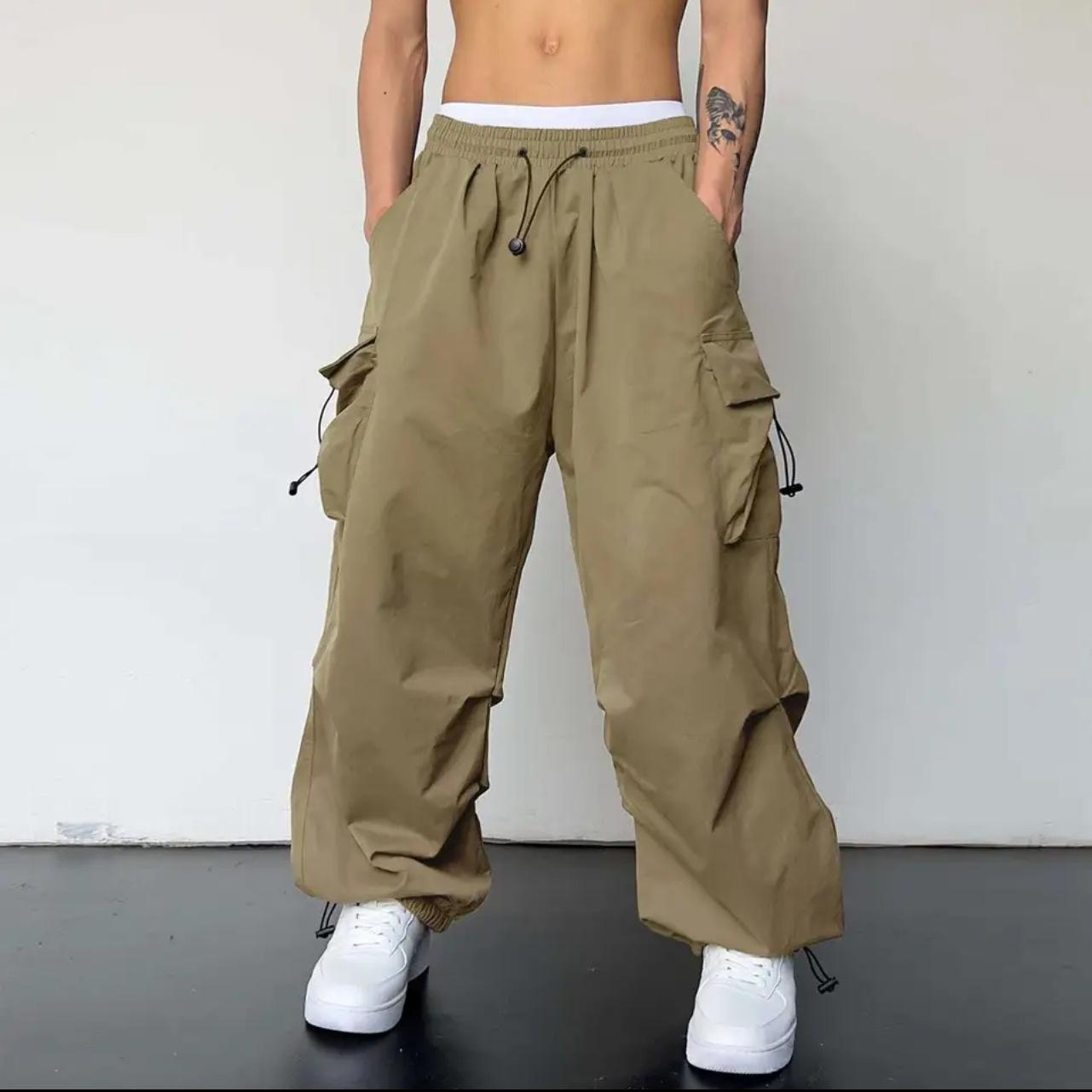 Streetwear Frühling Harem Casual Hosen Männer Elastische Taille Einfarbig Cargo Hosen Multi Tasche Lose Baggy Hosen für Frauen XXXXL khaki