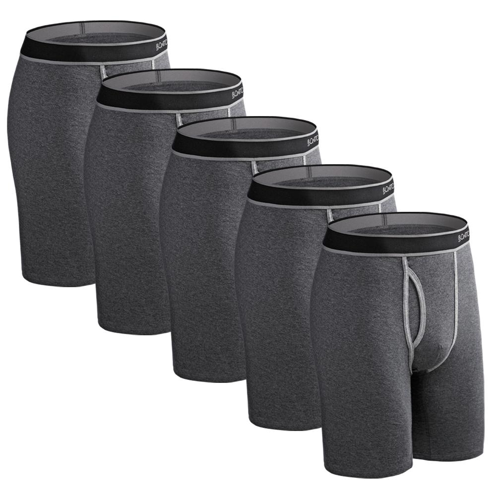 BONITOS 5 Stücke Lange Herrenhöschen Baumwolle Herren Unterhosen Bequeme Unterwäsche Für Männer Boxer XL gray
