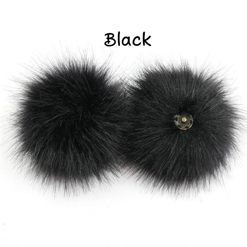 2 Stück Kappenzubehör DIY Ball Kunstfuchsfell Bommel mit Schnalle Haarball Hut Ball Pom Pom Mehrfarbig schwarz