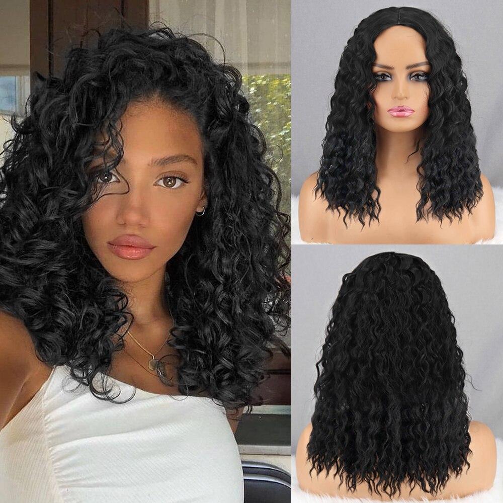 LISI HAIR Frauen Mode Schwarz Verworrene Lockige Perücke Ohne Pony Synthetische Faser Frauen Cosplay Party Lange Tiefe Lockige Perücke 1502-15 brown