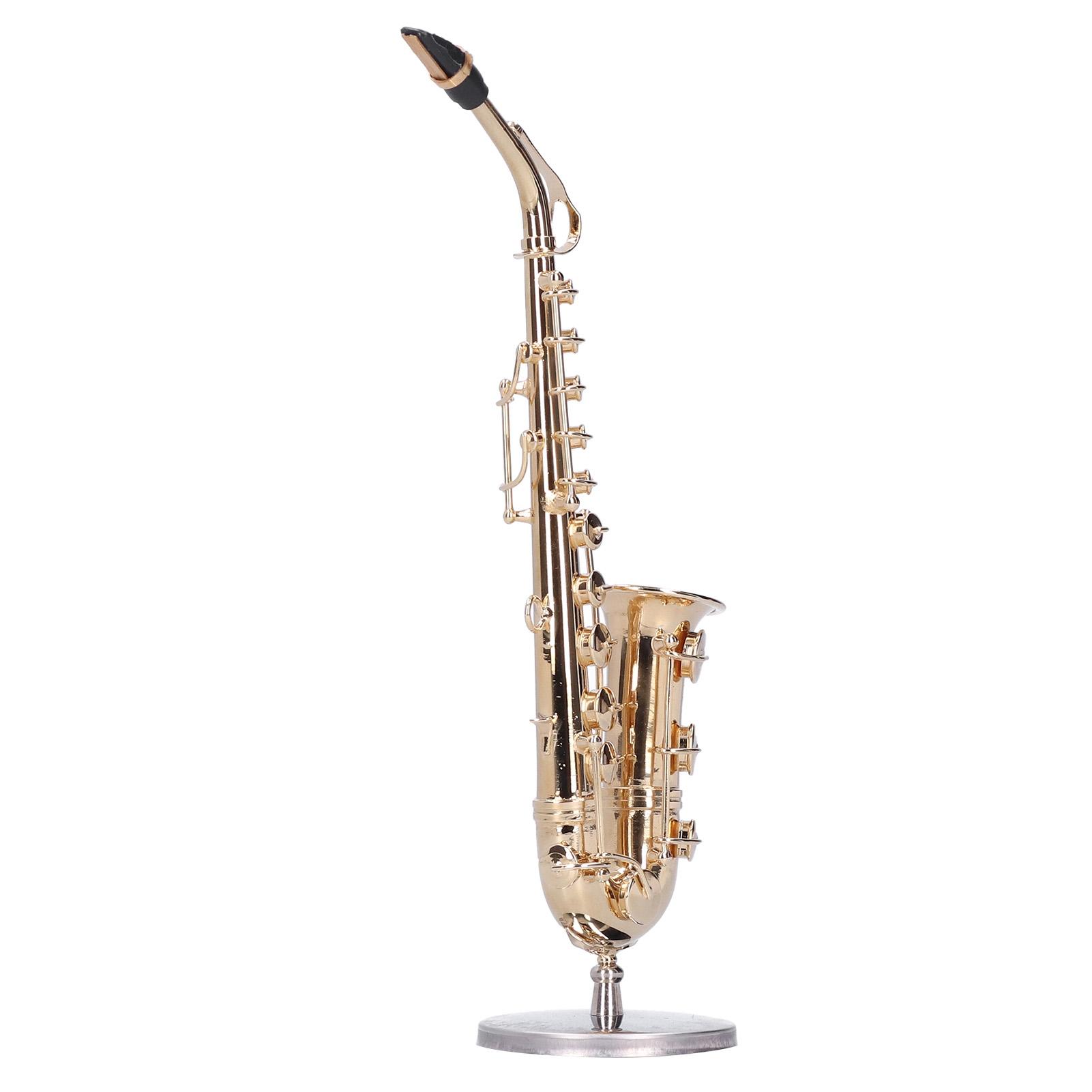 Miniatur Kupfer Saxophon Modell mit Ständer Mini Musikinstrument Ornamente Geschenke