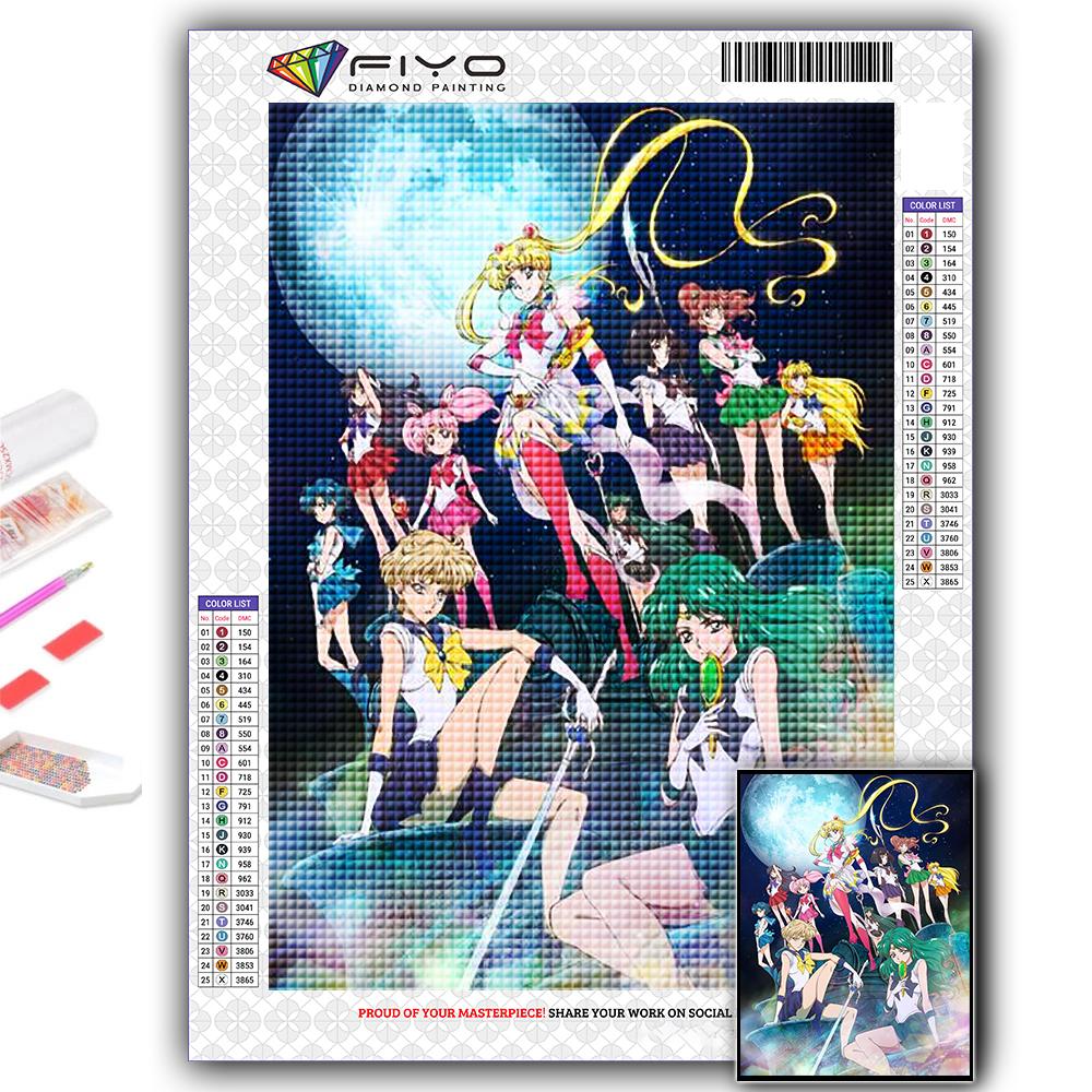 Kreuzstich-Set, DIY-Diamant-Stickerei, Sailor Moon, Diamant-Gemälde, Heimdekoration Full Square 50X70CM
