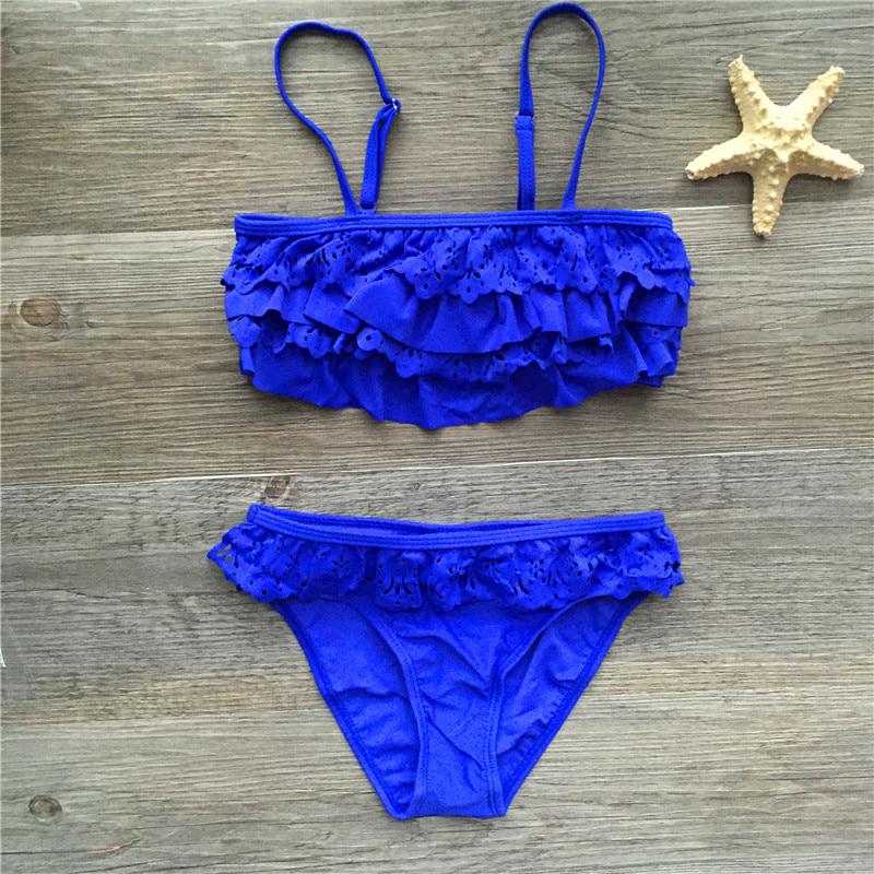 Kinder Bademode Falbala Mädchen Bademode Baby Kind Biquini Infantil Badeanzug Bikini Mädchen Badeanzug 14 years blau