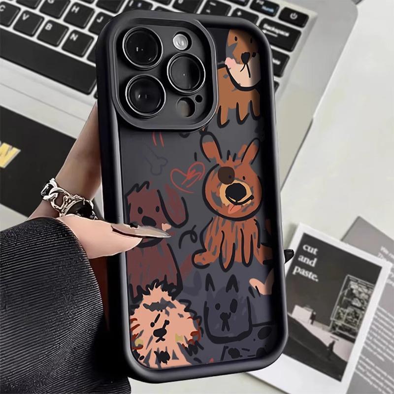 Lustige Katzen Graffiti Hund Soft Case für iPhone 11 Hülle iPhone 15 Pro Max Hüllen iPhone 14 13 12 Pro Max XR X XS 7 8 Plus SE 2 Cover iPhone SE(2020) schwarz