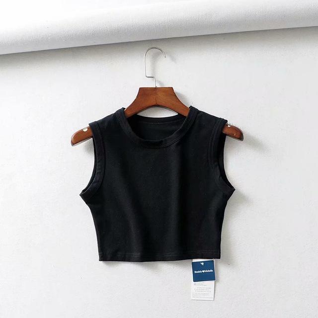 Sommer Vintage weiß Crop Tops Frauen Biker schwarz Punk sexy Tank Top koreanische Streetwear abgeschnitten ärmelloses Top feminino S schwarz