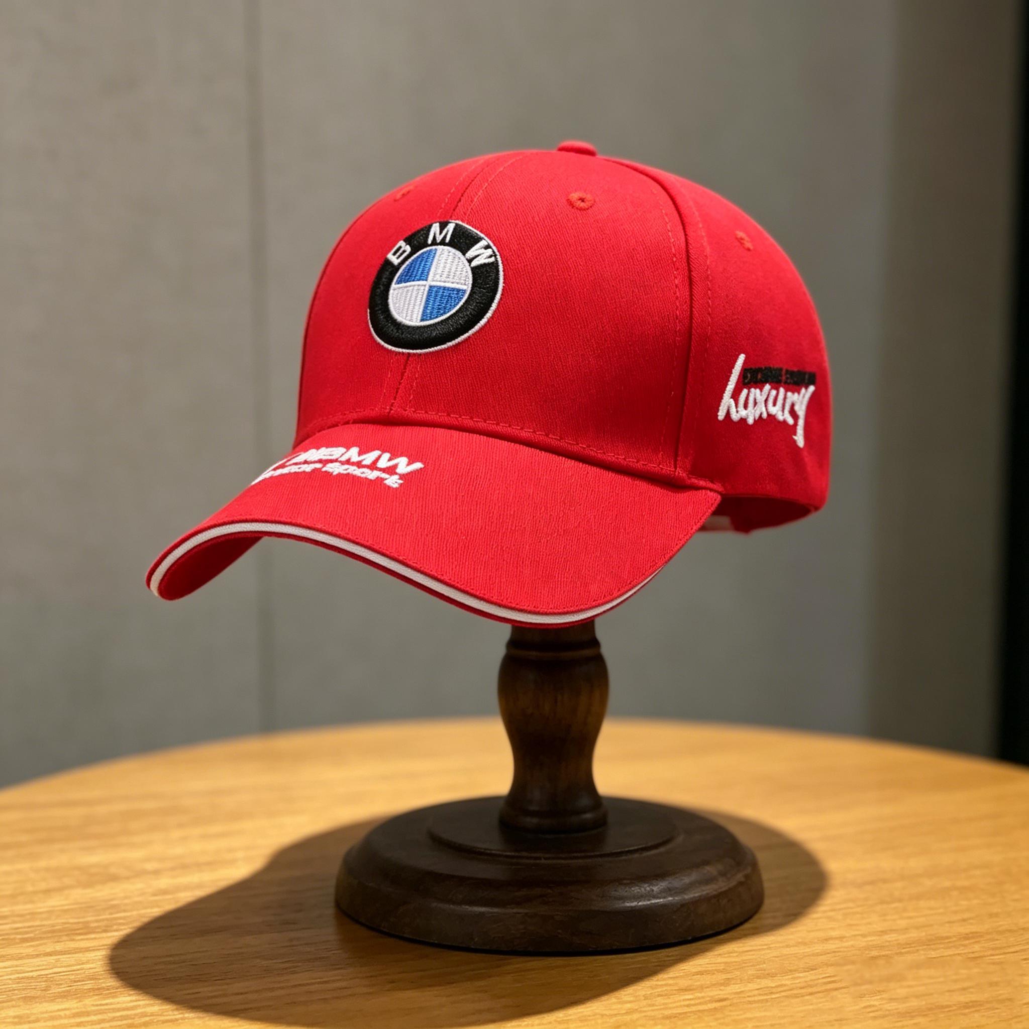 Für BMW Motorsport Emblem Outdoor Sommer Sportmütze Stickerei Baseballkappe Frühling Herbst Outdoor Sonnenschutzmütze Innenaufkleber pdbn37 32M red