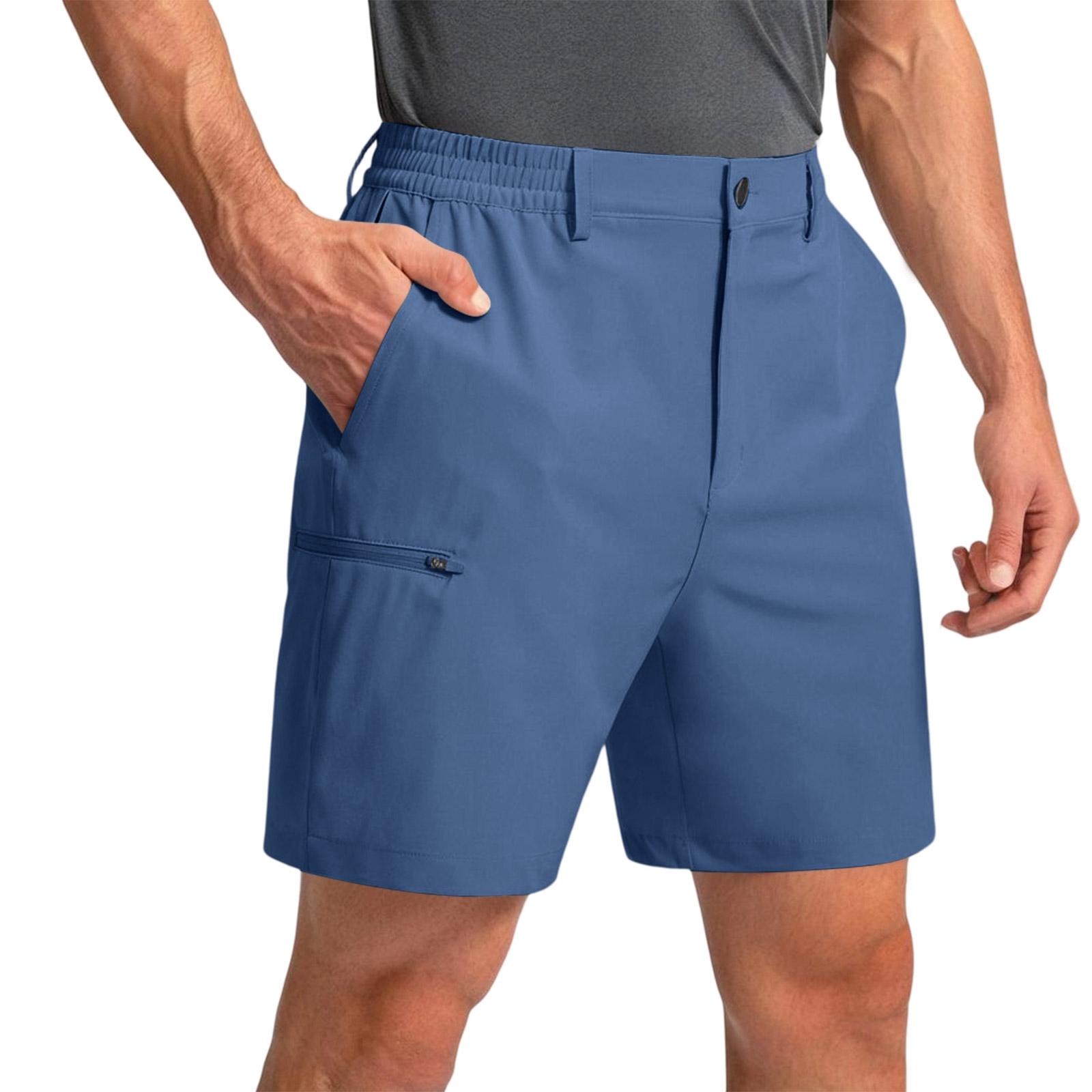 Herren Shorts im Relaxed Fit, knielang, mit elastischem Bund und seitlichen Reißverschlusstaschen für legere Outdoor-Bekleidung S blau