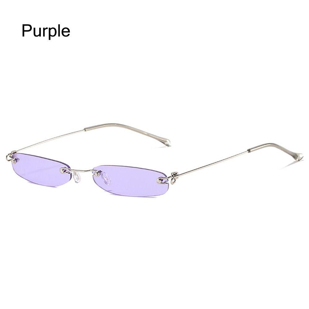 Schmale kleine Sonnenbrillen randlose Brillen Vintage Streetwear Accessoires für Damen & Herren Purple