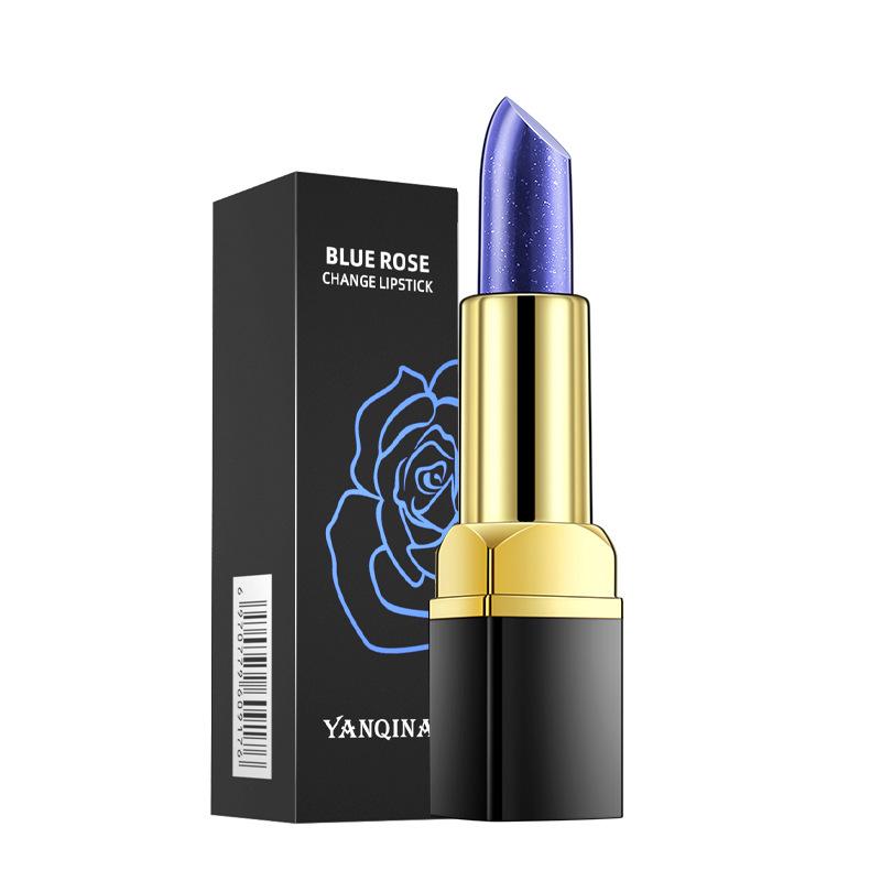 YQN Blue Rose Farbwechselnder Lippenstift, wasserdichter, antihaftbeschichteter, lichtbeständiger Lippenstift 3.2g